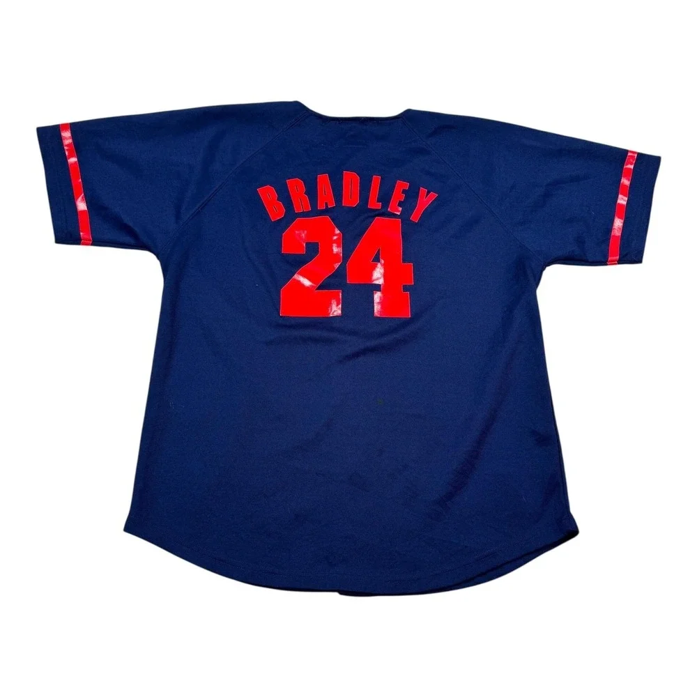 MLB Baseball Jersey Youth Large Blue Jackie Bradley Jr. 24 Button Front